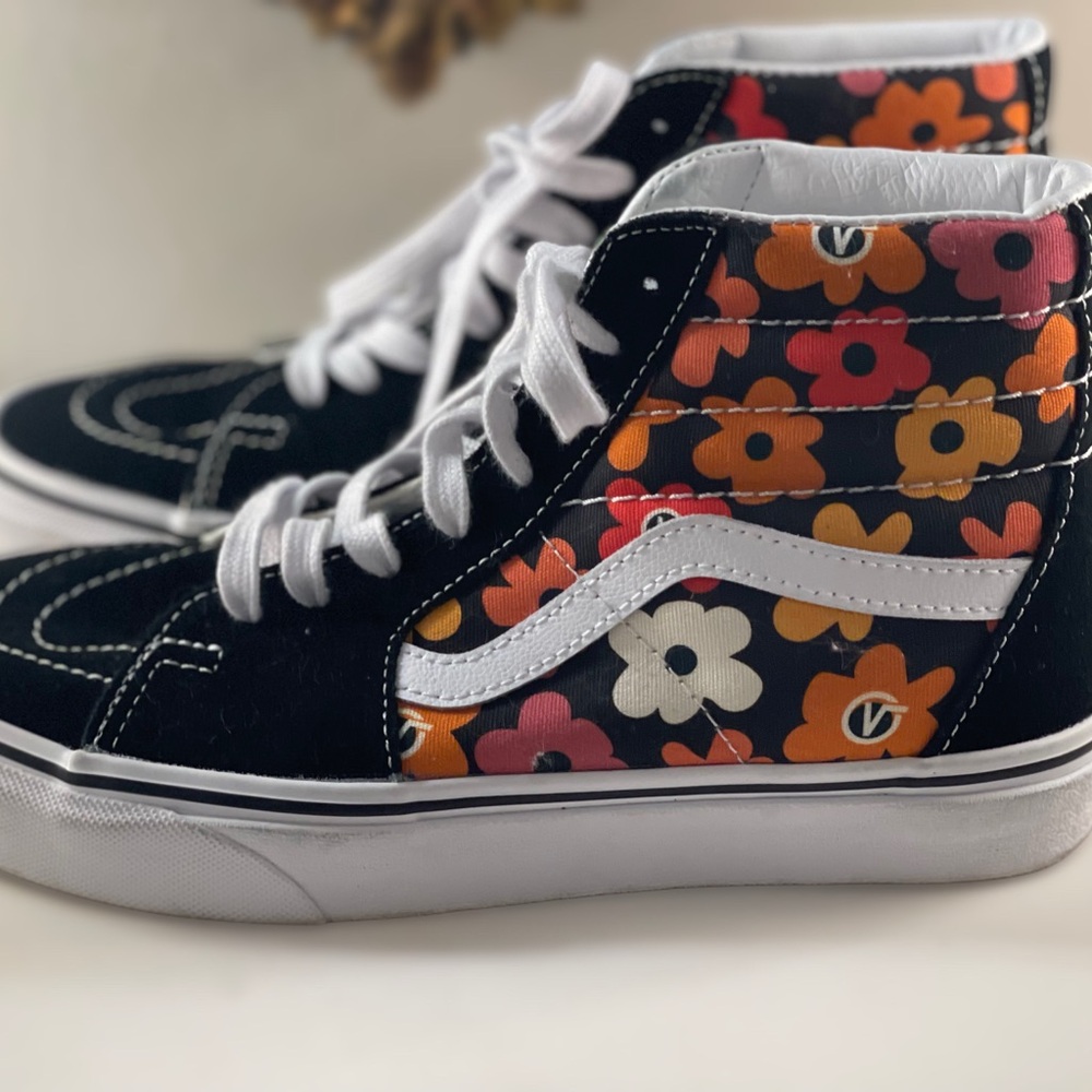 Vans Black Floral High-Top Sneakers